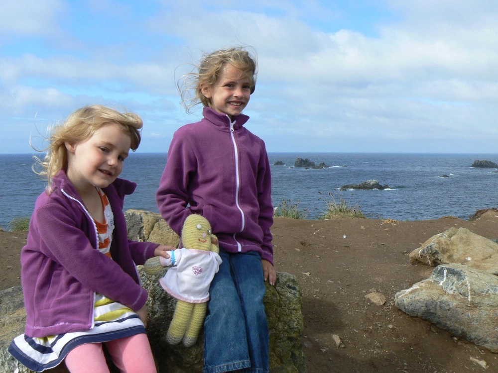 Jess, Daisy and Abi at Lizard Point